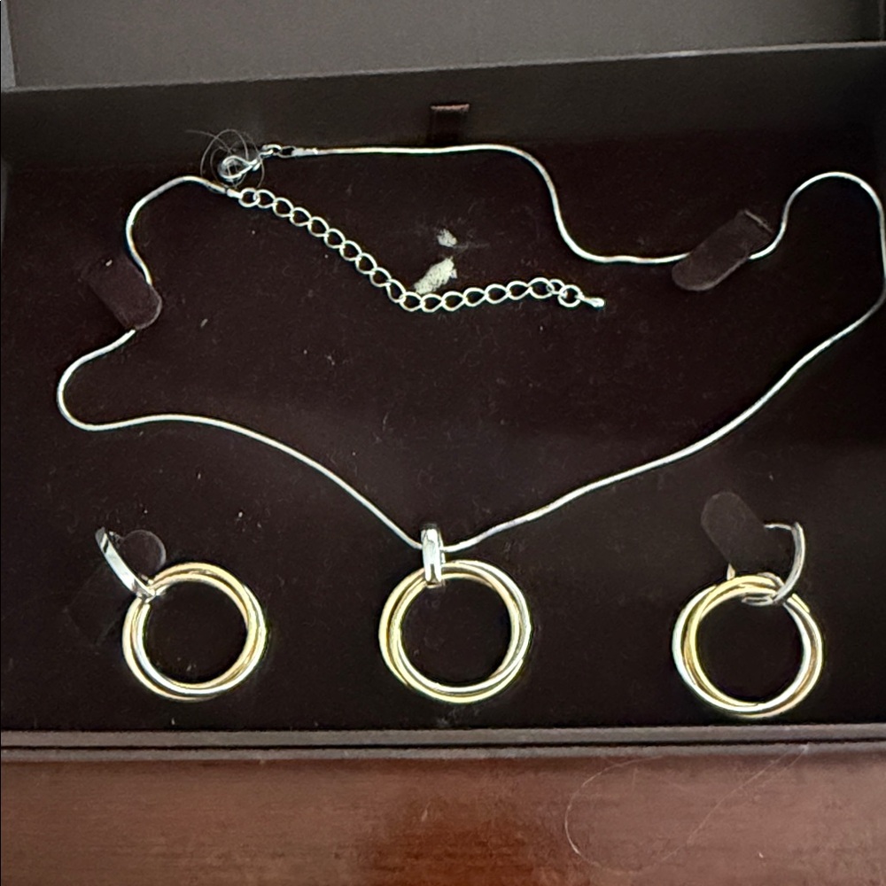 Sterling silver set of necklace and earrings. Never used.